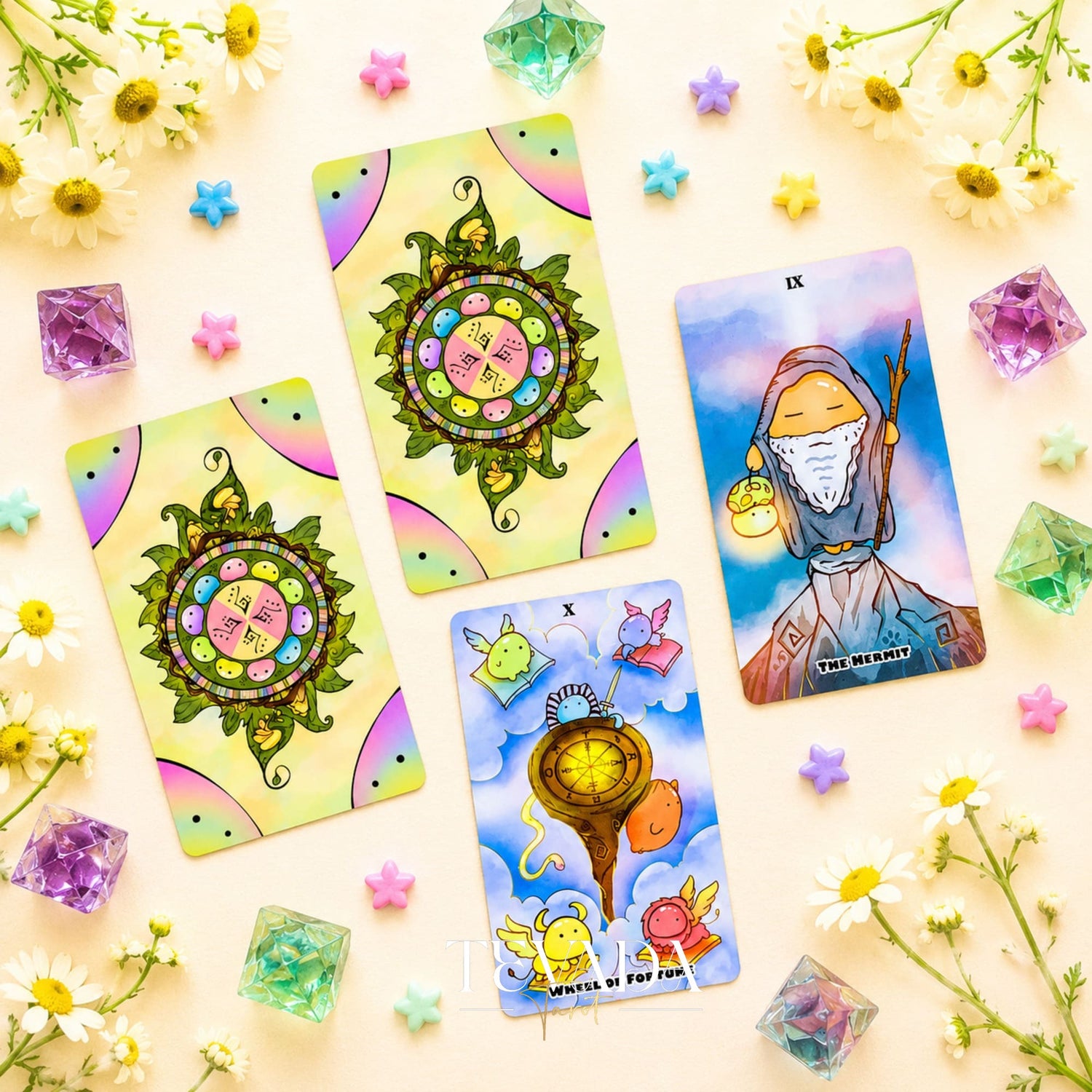 Pudding Tarot kawaii indie tarot deck 78 hand-drawn cards smooth matte finish rigid box for daily tarot reading