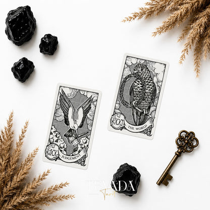 Quill and Ink Tarot vintage bird illustration deck for gentle Rider Waite-inspired readings.
