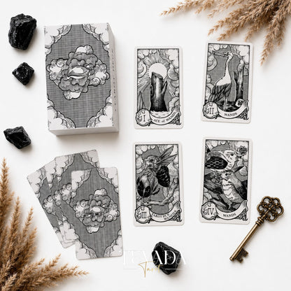 Quill and Ink Tarot vintage bird illustration deck for gentle Rider Waite-inspired readings.
