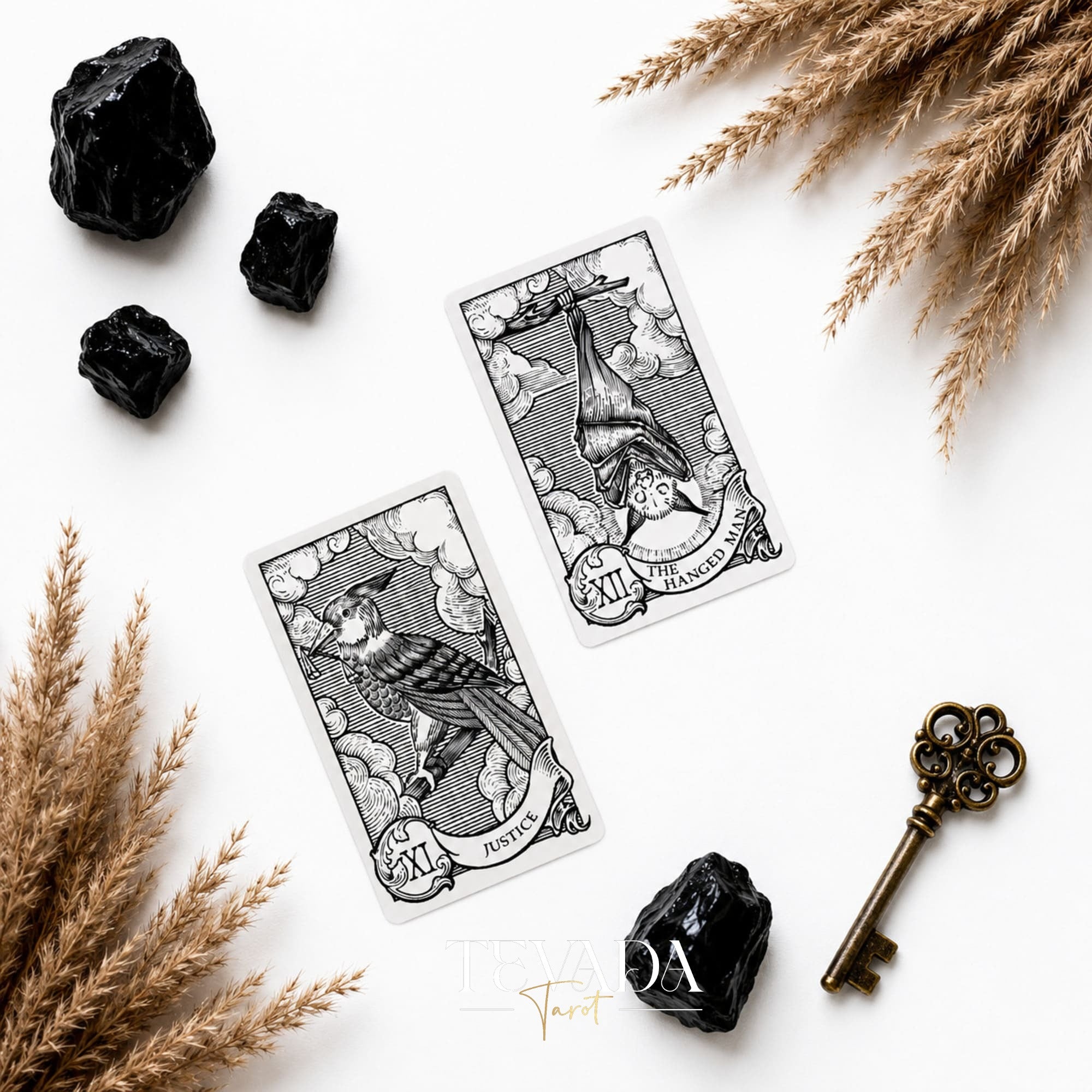 Quill and Ink Tarot vintage bird illustration deck for gentle Rider Waite-inspired readings.