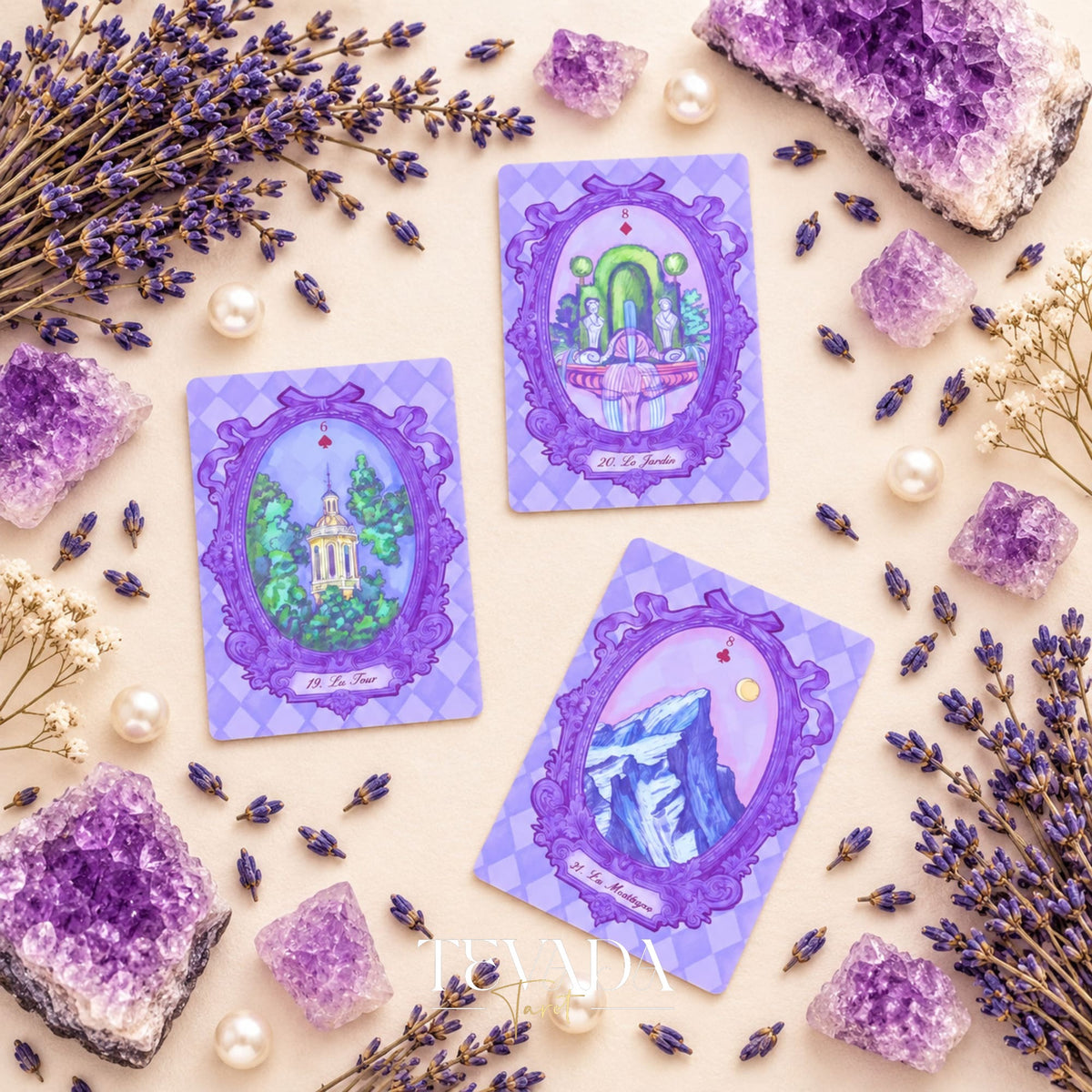 Rococó Lenormand Deck lavanda Cartas de oráculo barroco para una reflexión romántica y lecturas intuitivas