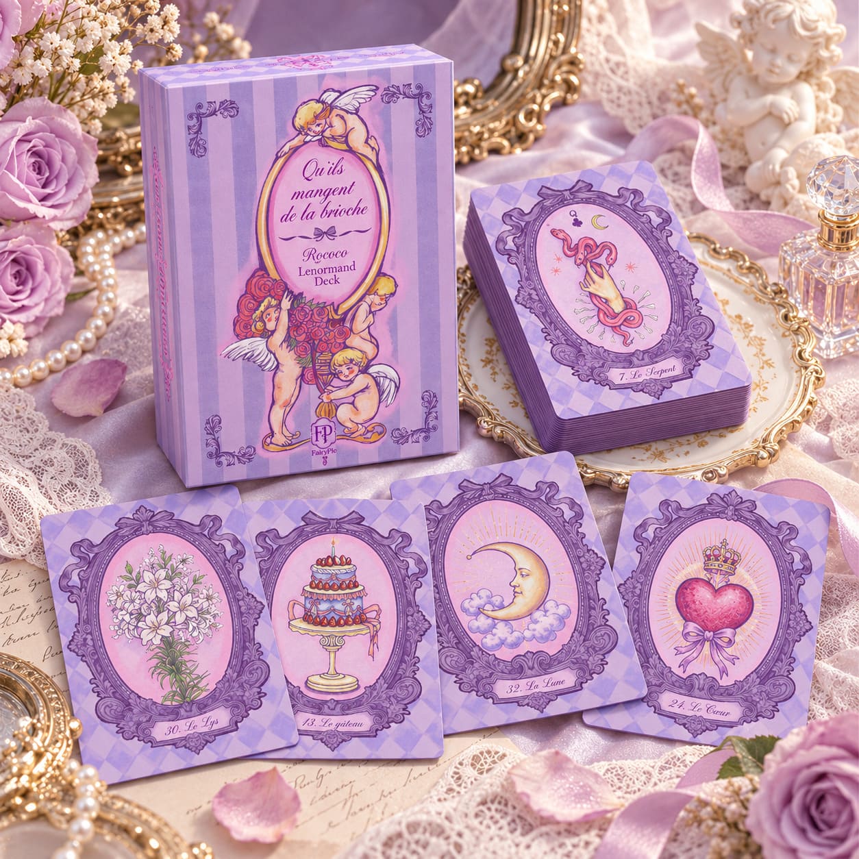 Rococo Lenormand Deck lavender Baroque oracle cards for romantic reflection and intuitive readings