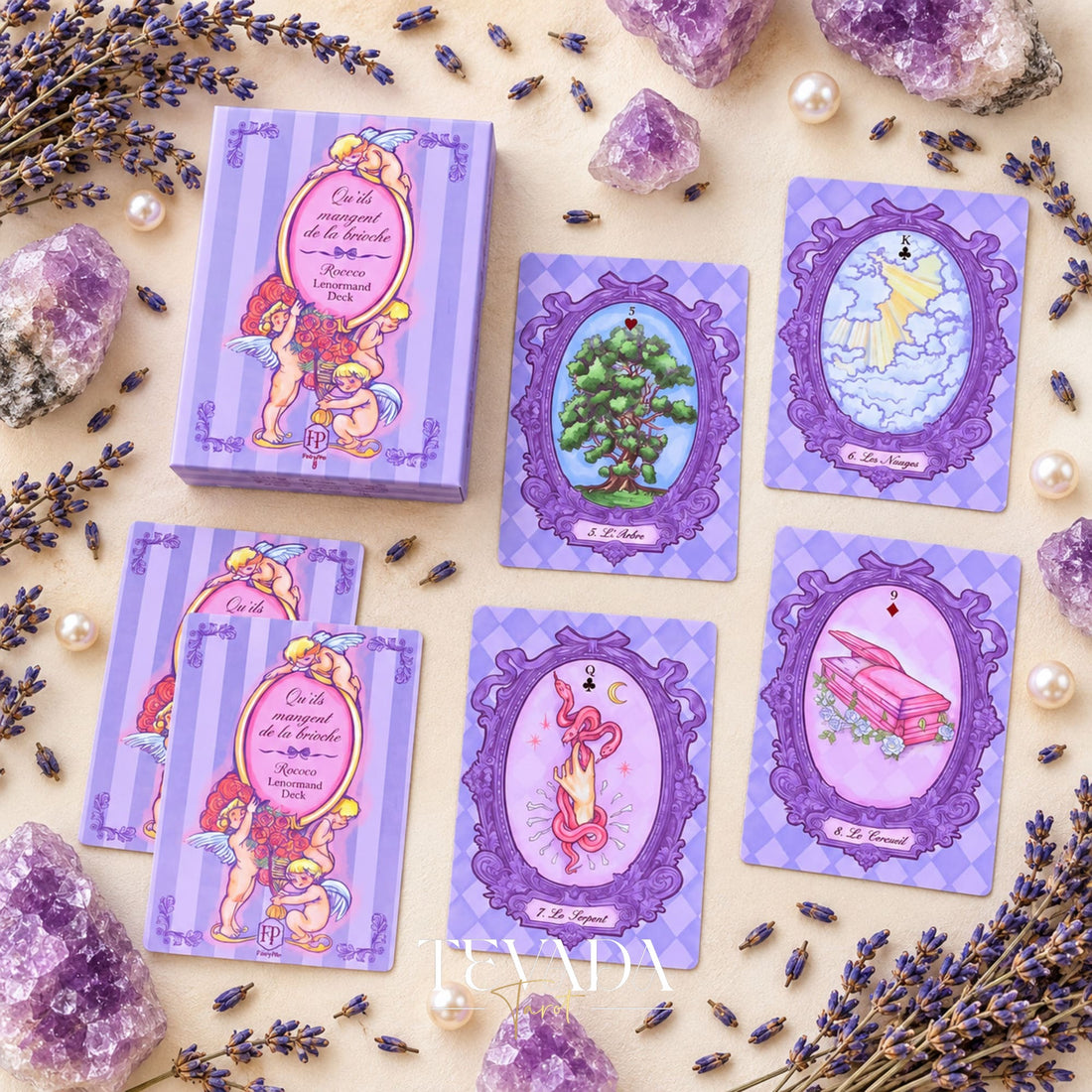 Rococo Lenormand Deck lavender Baroque oracle cards for romantic reflection and intuitive readings