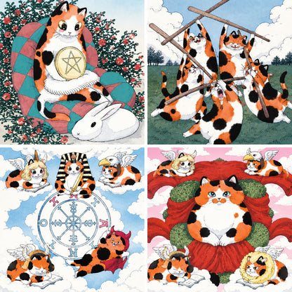 Sammy Calico Cat Tarot Pro (EN) whimsical calico cat tarot cards with orange red foil edges for daily reflection