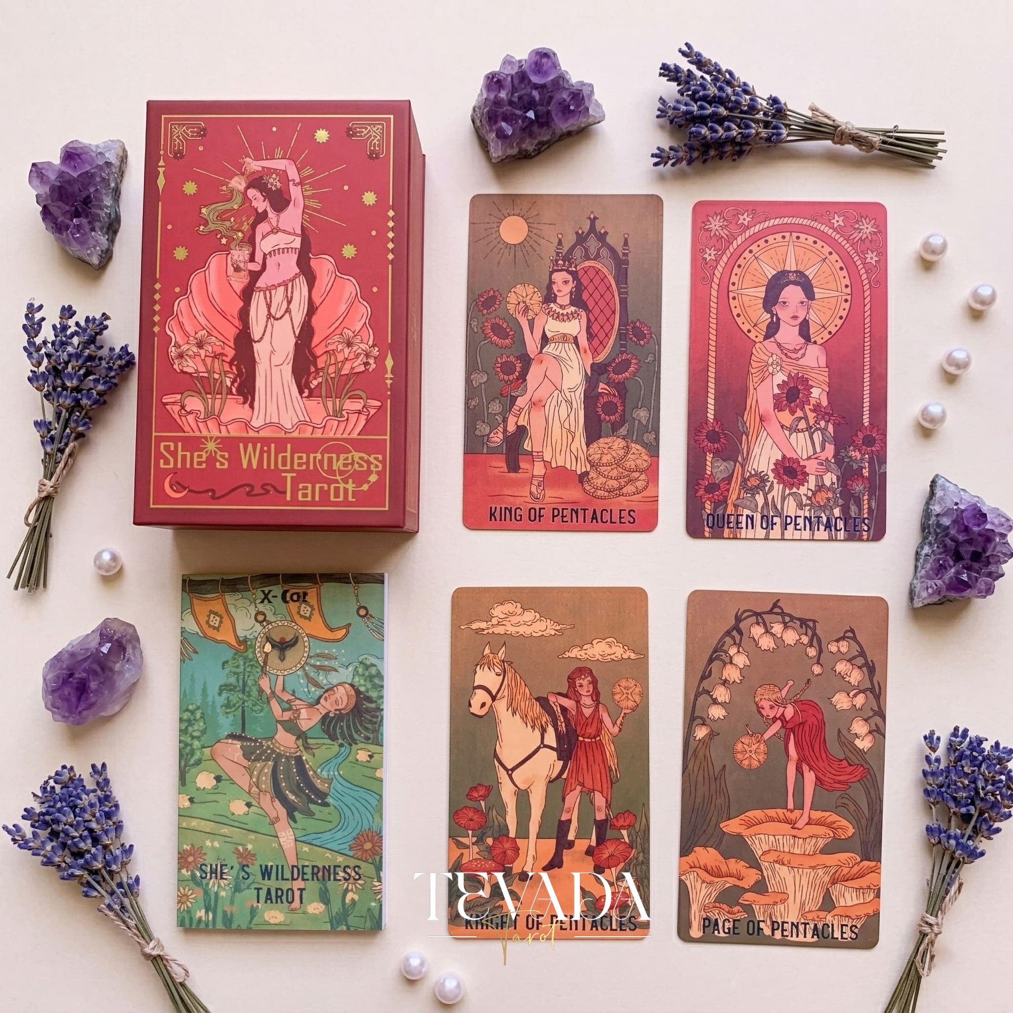Shes Wilderness Tarot Deck シャドーワークや毎日の内省の儀式に最適な、風変わりなレトロなインディーズ タロット カード。