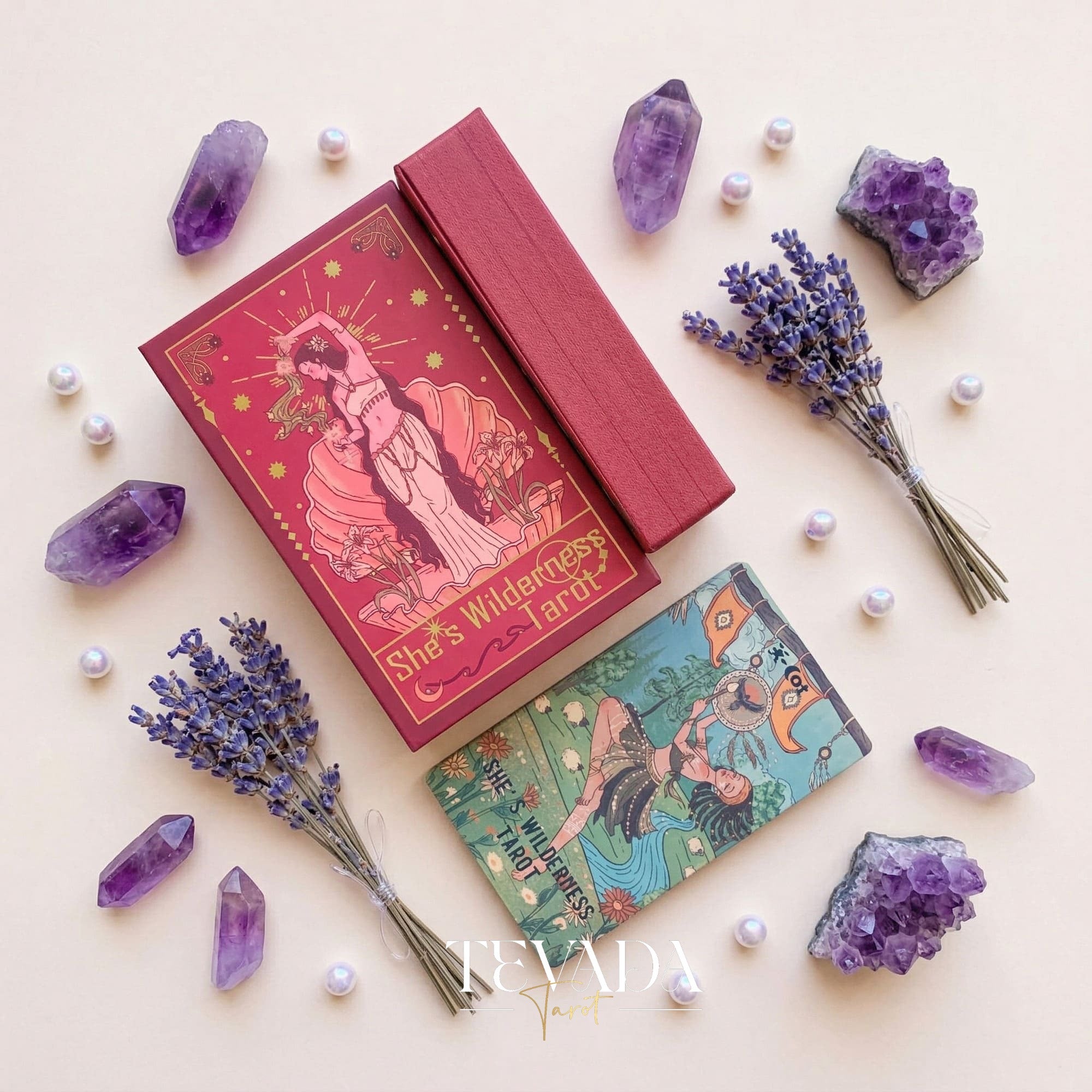 Shes Wilderness Tarot Deck シャドーワークや毎日の内省の儀式に最適な、風変わりなレトロなインディーズ タロット カード。