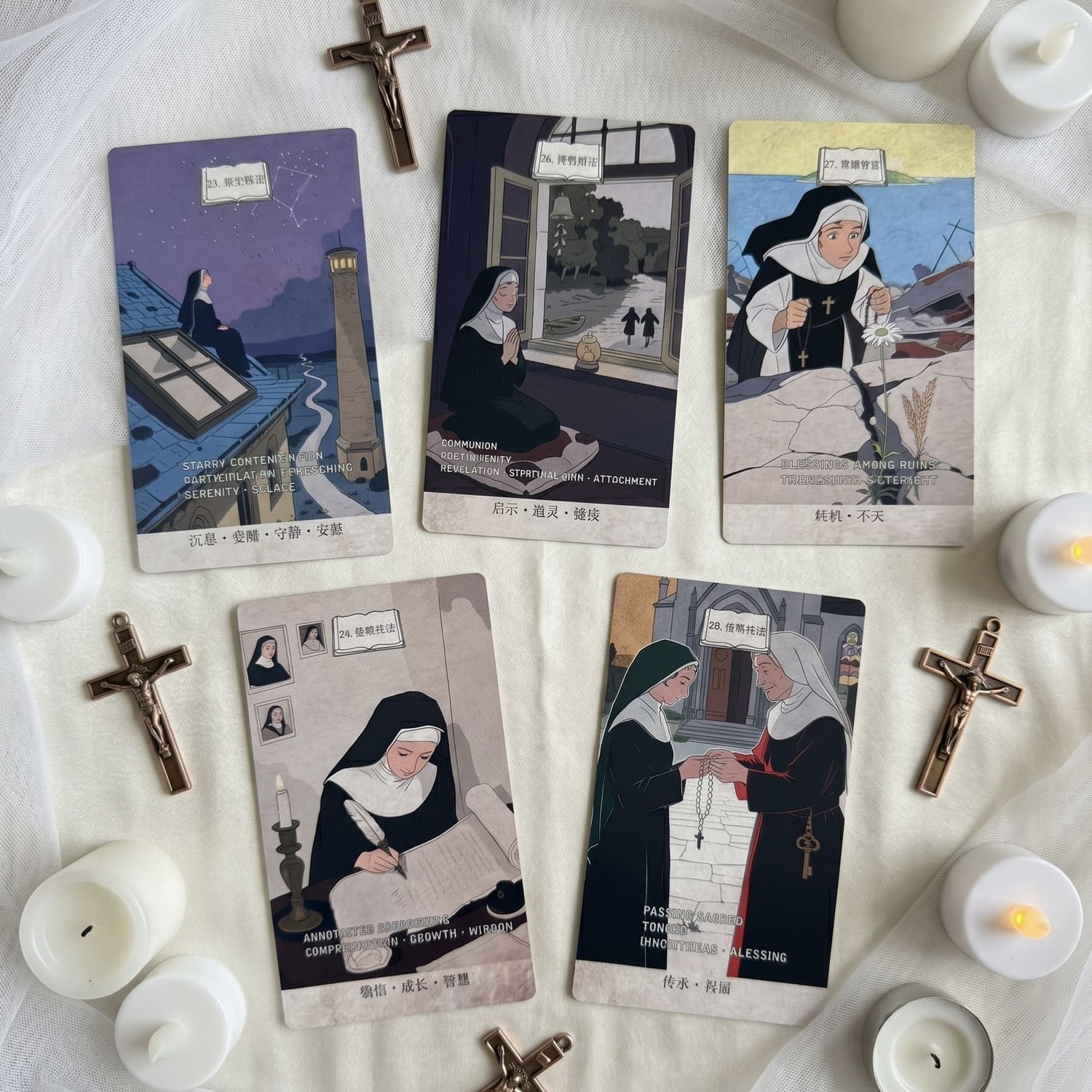 Silent Nun Oracle Cards dark religious oracle deck for shadow work and quiet self-reflection