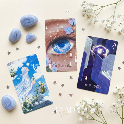 Starlit Gleanings Tarot with cute anime style watercolor art for intuitive divination and healing guidance.