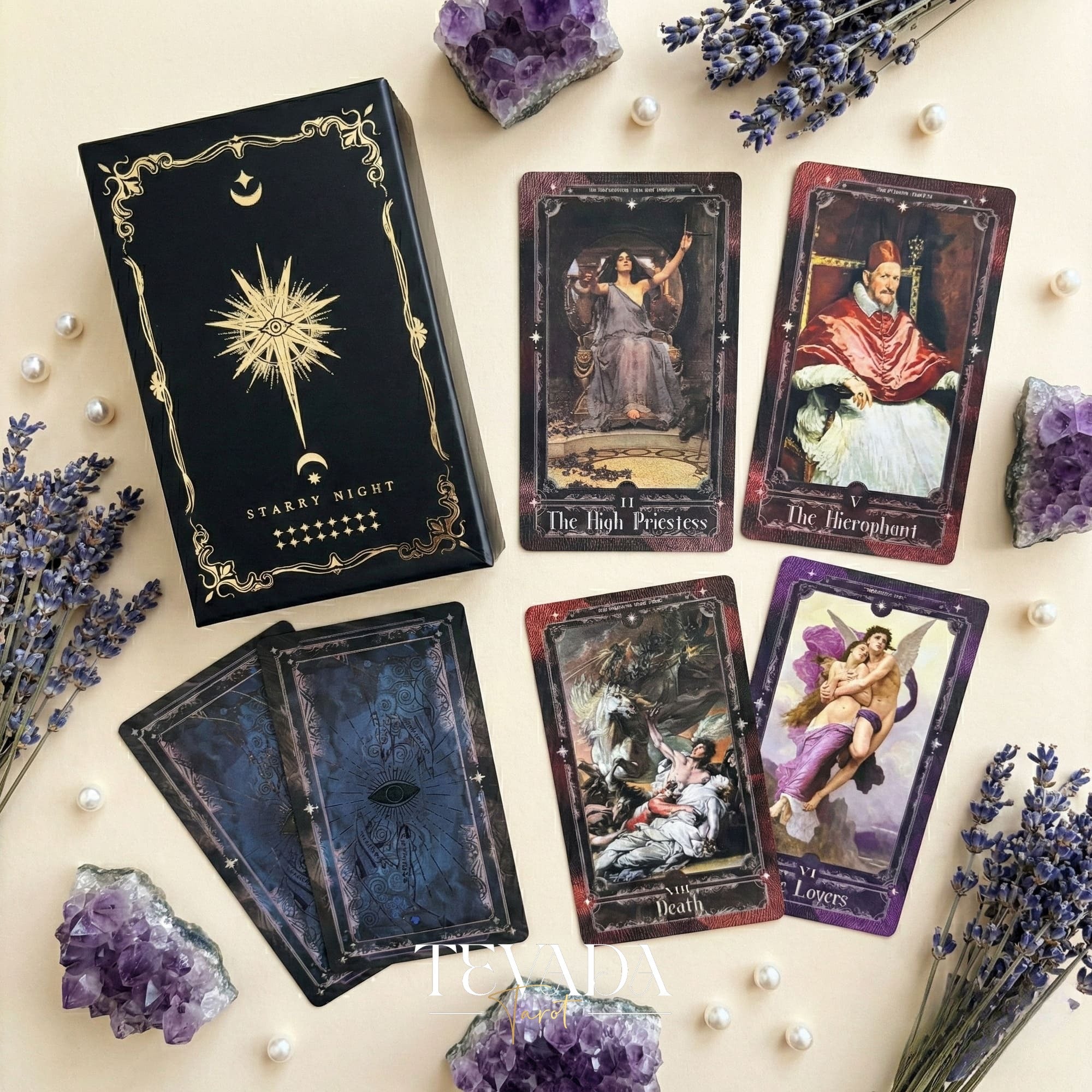 Starry Night Tarot Deck classic fine art Indie Tarot Cards for shadow work and self reflection.