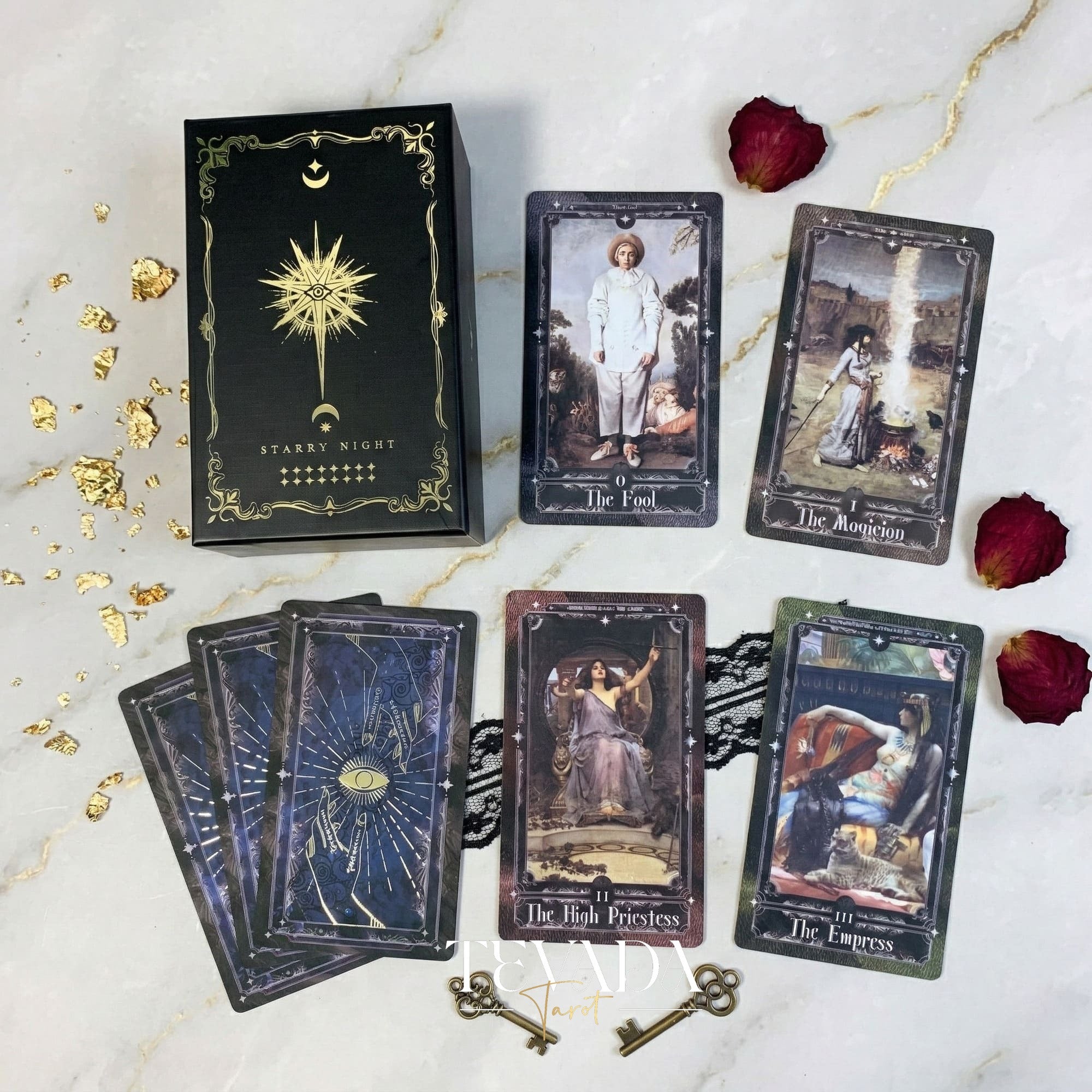 Starry Night Tarot Deck classic fine art Indie Tarot Cards for shadow work and self reflection.