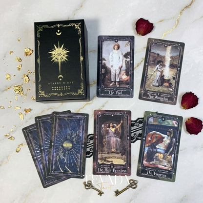 Starry Night Tarot Deck classic fine art Indie Tarot Cards for shadow work and self reflection.