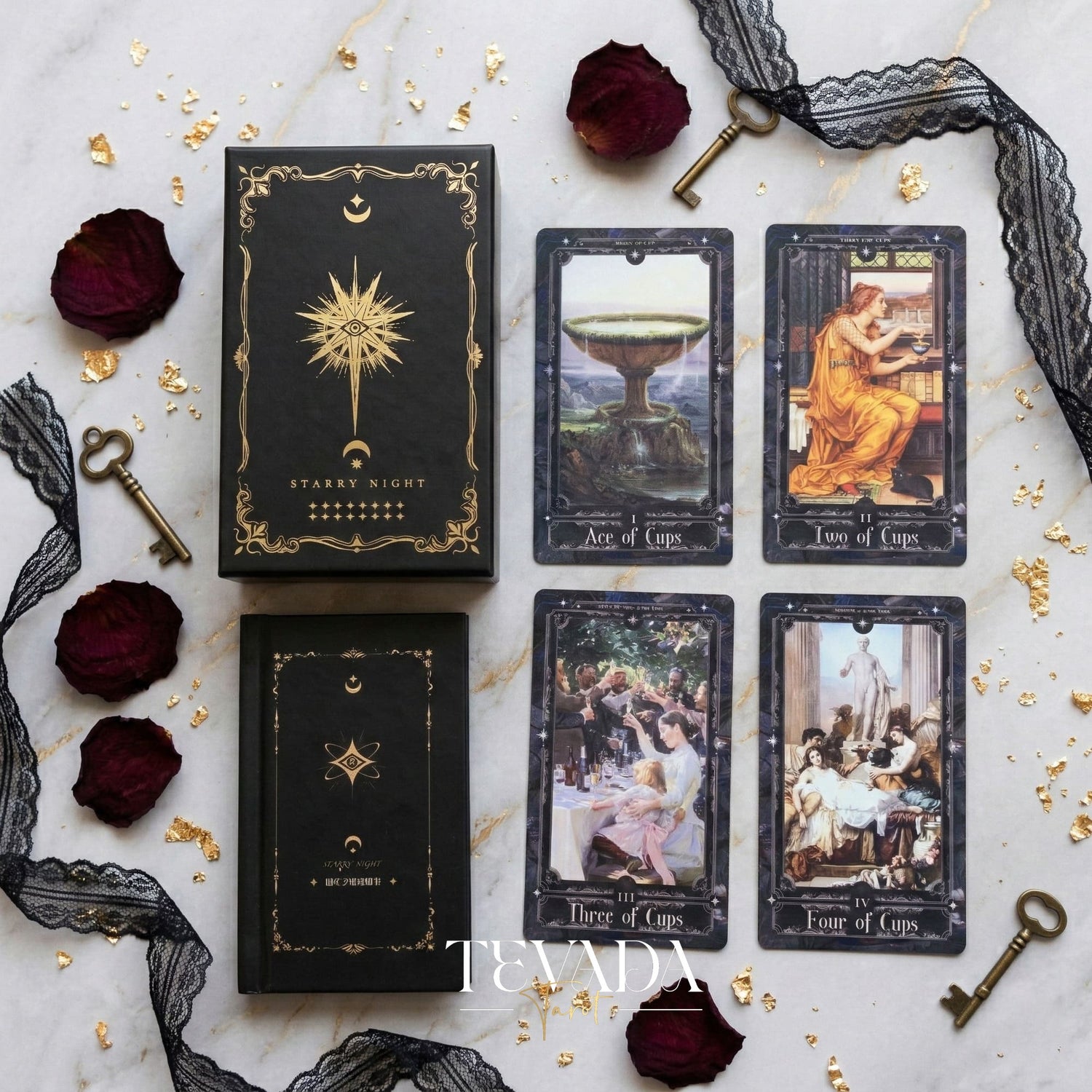 Starry Night Tarot Deck classic fine art Indie Tarot Cards for shadow work and self reflection.