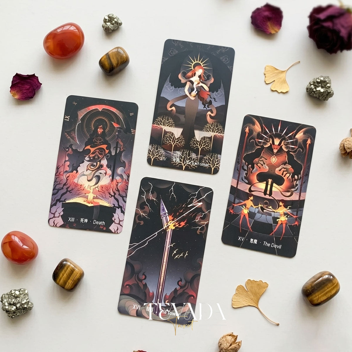 Stars Lighting Up the Night Tarot II mysterious gothic cartoon indie tarot deck for inner child healing and collectors.