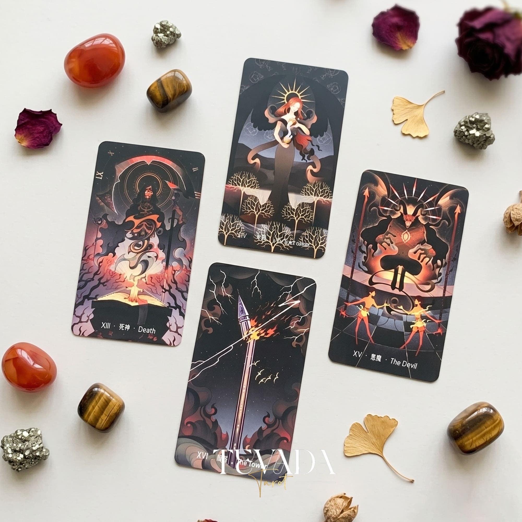 Stars Lighting Up the Night Tarot II mysterious gothic cartoon indie tarot deck for inner child healing and collectors.