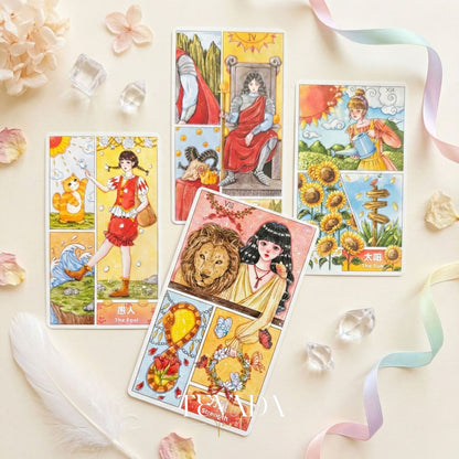 Storyboard Tarot Deck whimsical cinematic art Indie Tarot Cards for creative self-reflection and storytelling.
