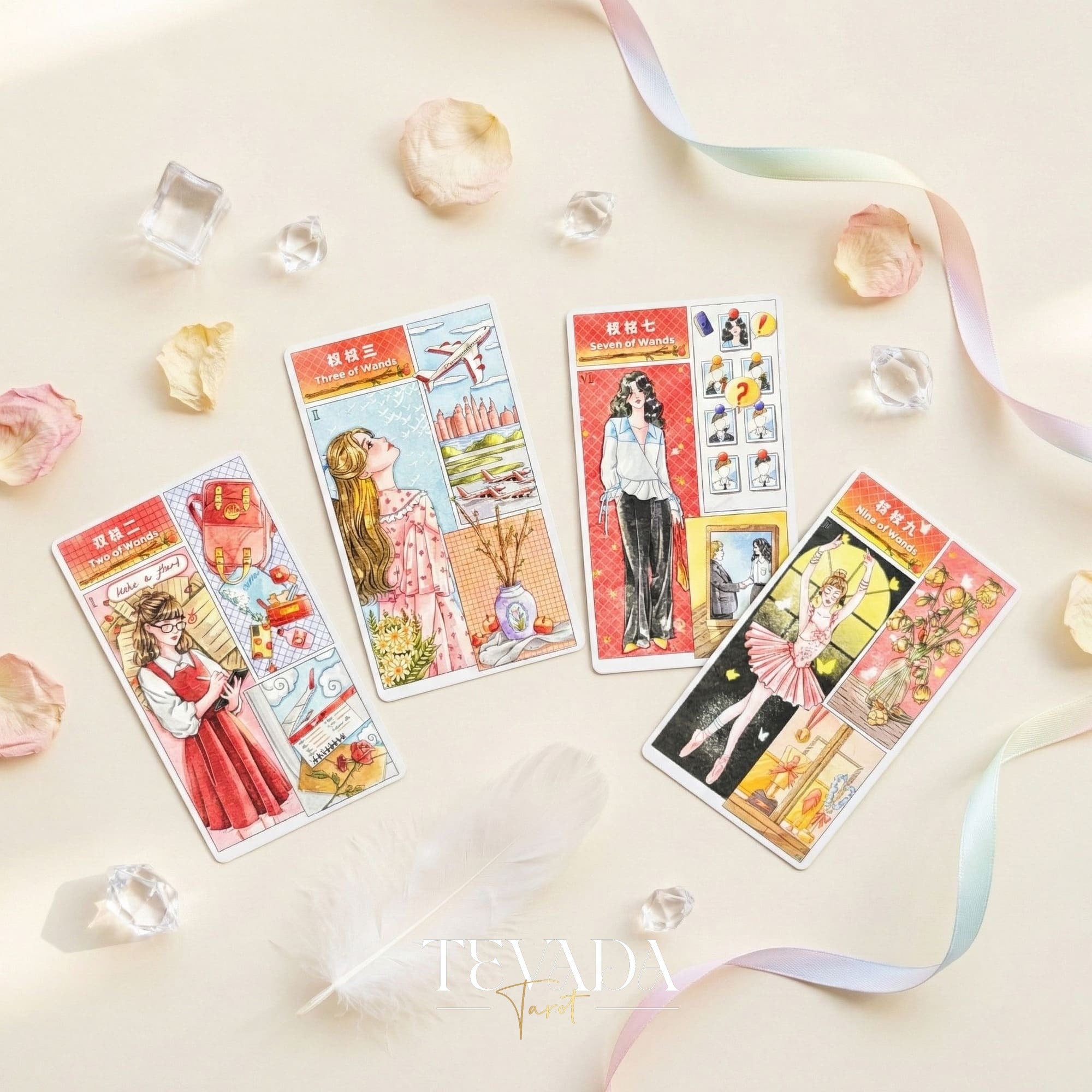 Storyboard Tarot Deck whimsical cinematic art Indie Tarot Cards for creative self-reflection and storytelling.