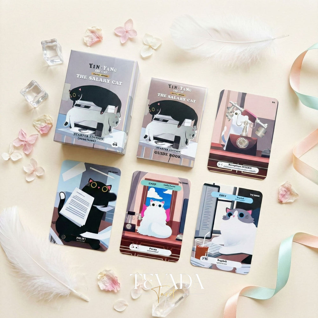 Les jeux Oracle 1000 Cats avec des dessins animés amusants et des cartes de poche pour une divination légère