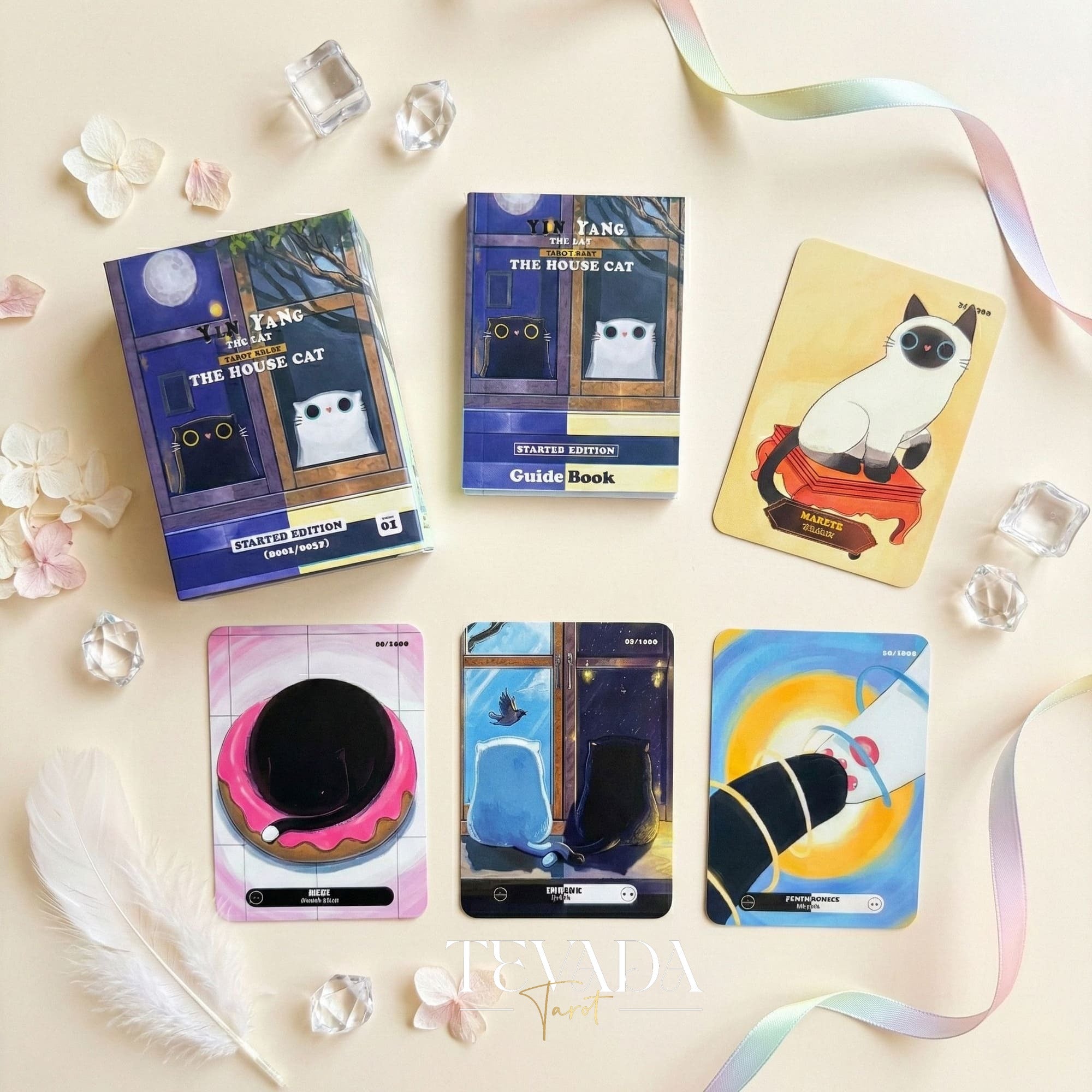 The 1000 Cats Oracle Decks featuring funny cartoon art and pocket size cards for lighthearted divination