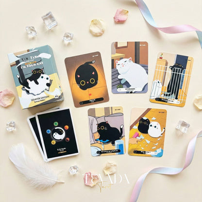 The 1000 Cats Oracle Decks featuring funny cartoon art and pocket size cards for lighthearted divination