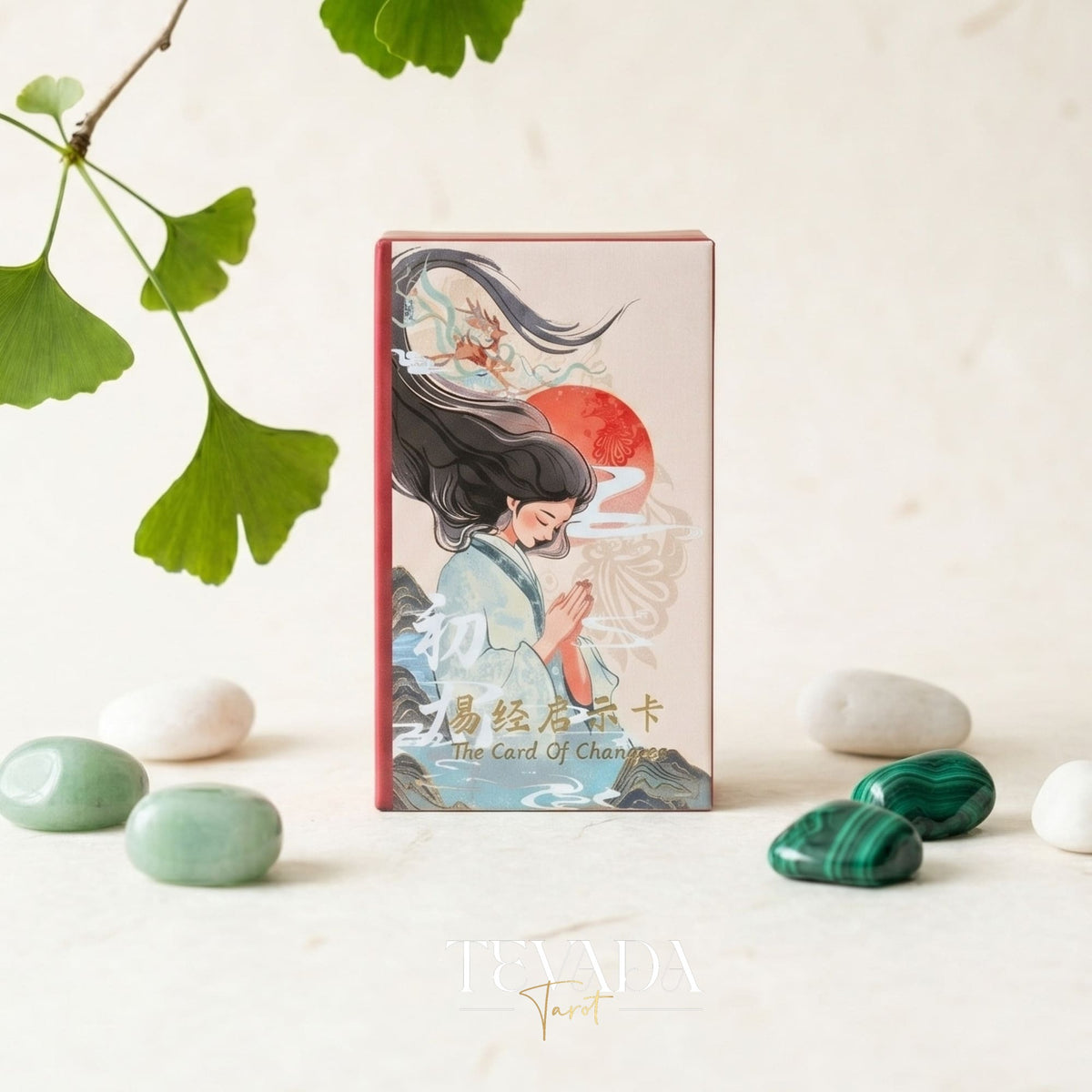 The Card of Changes I-Ching Oracle traditional Chinese painting indie deck with gold stamping for daily reflection.