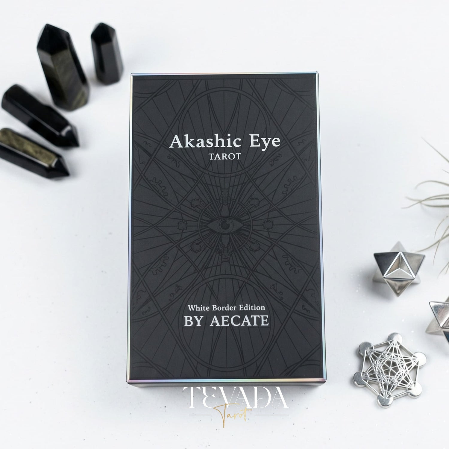 Akashic Eye Tarot old-school cartoon indie tarot deck with esoteric symbols for shadow work and daily reflection.