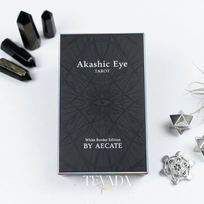Akashic Eye Tarot old-school cartoon indie tarot deck with esoteric symbols for shadow work and daily reflection.