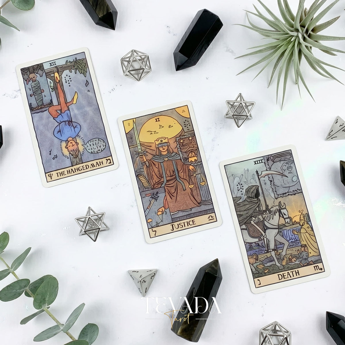 Akashic Eye Tarot old-school cartoon indie tarot deck with esoteric symbols for shadow work and daily reflection.