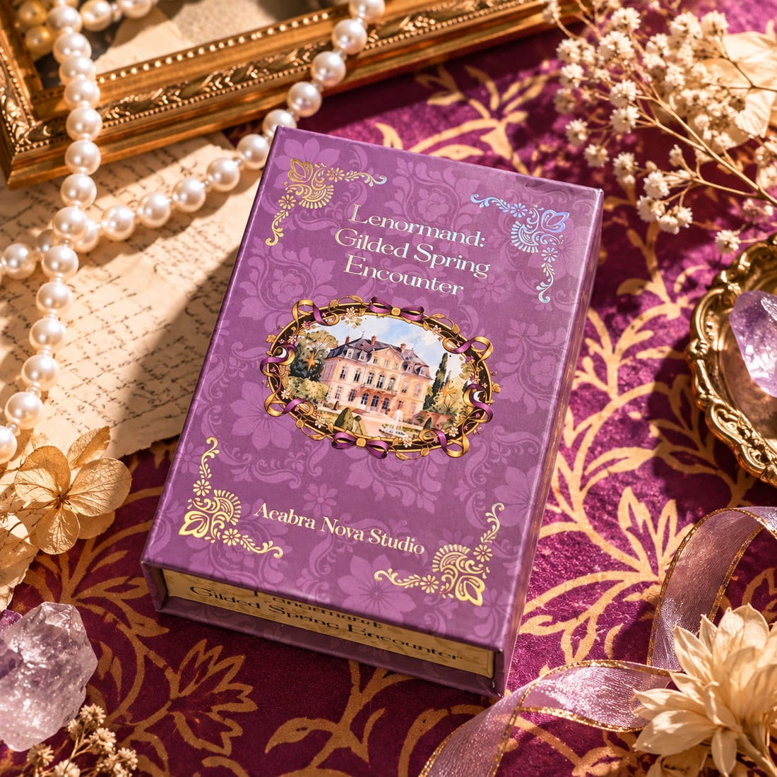 Gilded Spring Encounter Lenormand vintage gilded card set for renewal readings