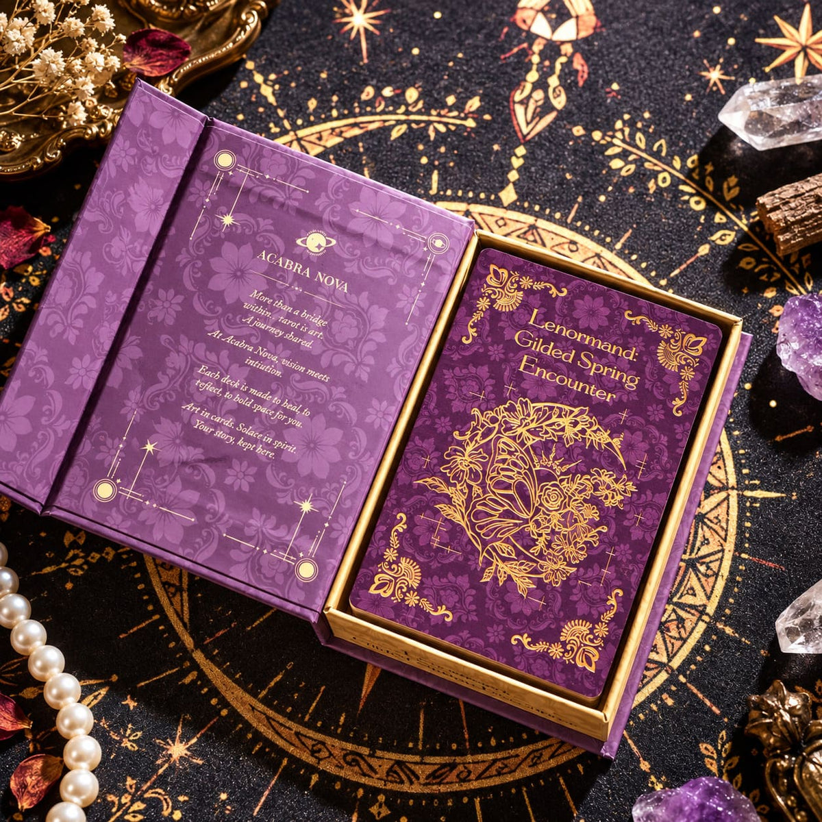 Gilded Spring Encounter Lenormand vintage gilded card set for renewal readings