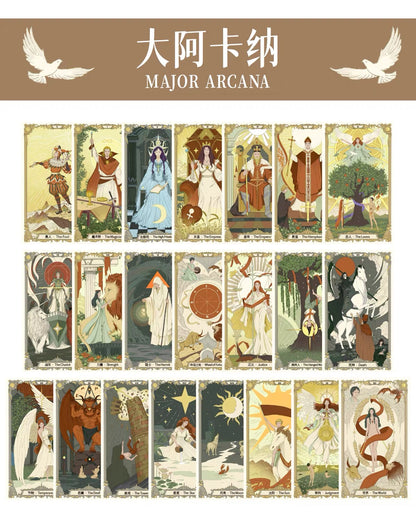 The Covenant Tarot medieval-inspired illustrated cards with ornate borders and holographic gold edges for reflection