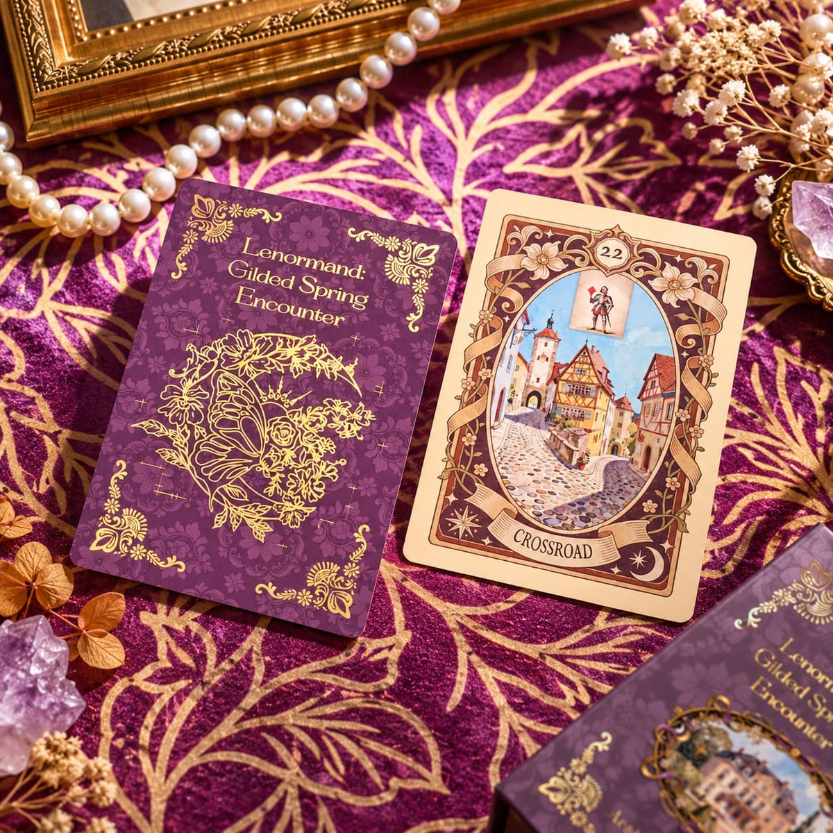 Gilded Spring Encounter Lenormand vintage gilded card set for renewal readings