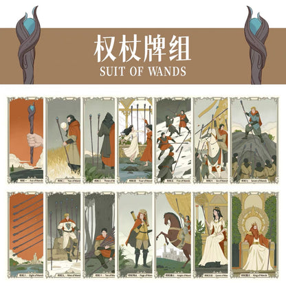 The Covenant Tarot medieval-inspired illustrated cards with ornate borders and holographic gold edges for reflection