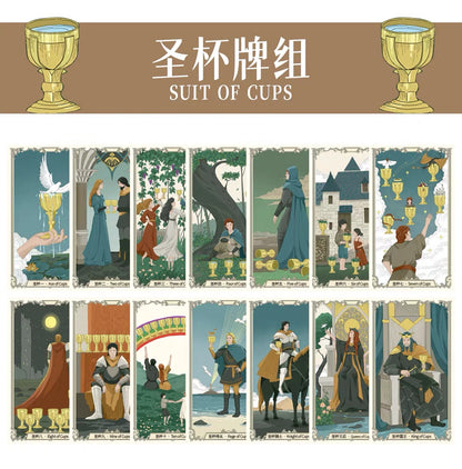 The Covenant Tarot medieval-inspired illustrated cards with ornate borders and holographic gold edges for reflection
