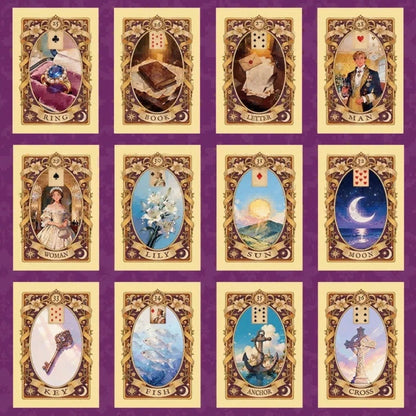Gilded Spring Encounter Lenormand vintage gilded card set for renewal readings