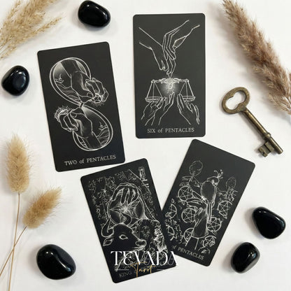 The Hand Tarot Deck minimalist gothic Indie Tarot Cards with silver stamping for shadow work and reflection