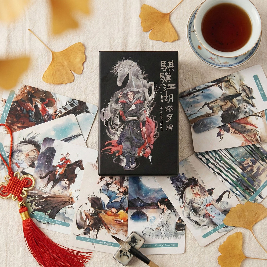 The Horses Tarot featuring playful Chinese cartoon art for 2026 Lunar New Year guidance.