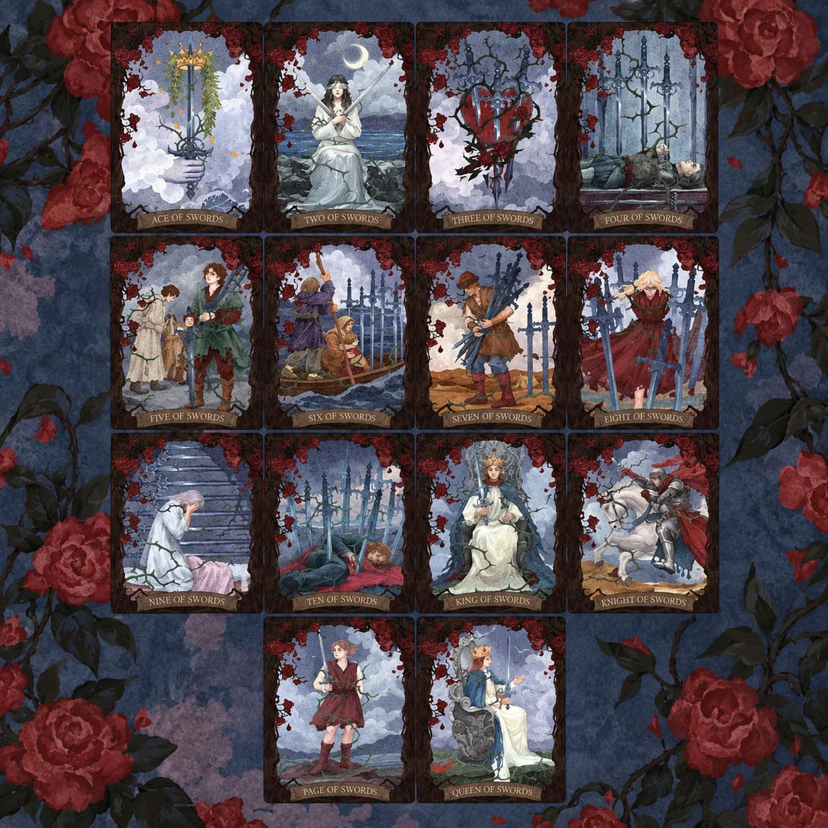 The Lost Land Tarot dark watercolor fantasy cards in Rebirth and Fading editions for shadow work