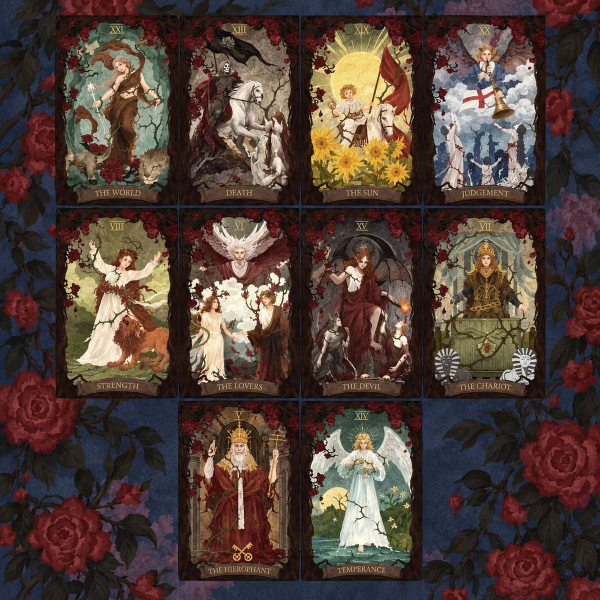 The Lost Land Tarot dark watercolor fantasy cards in Rebirth and Fading editions for shadow work
