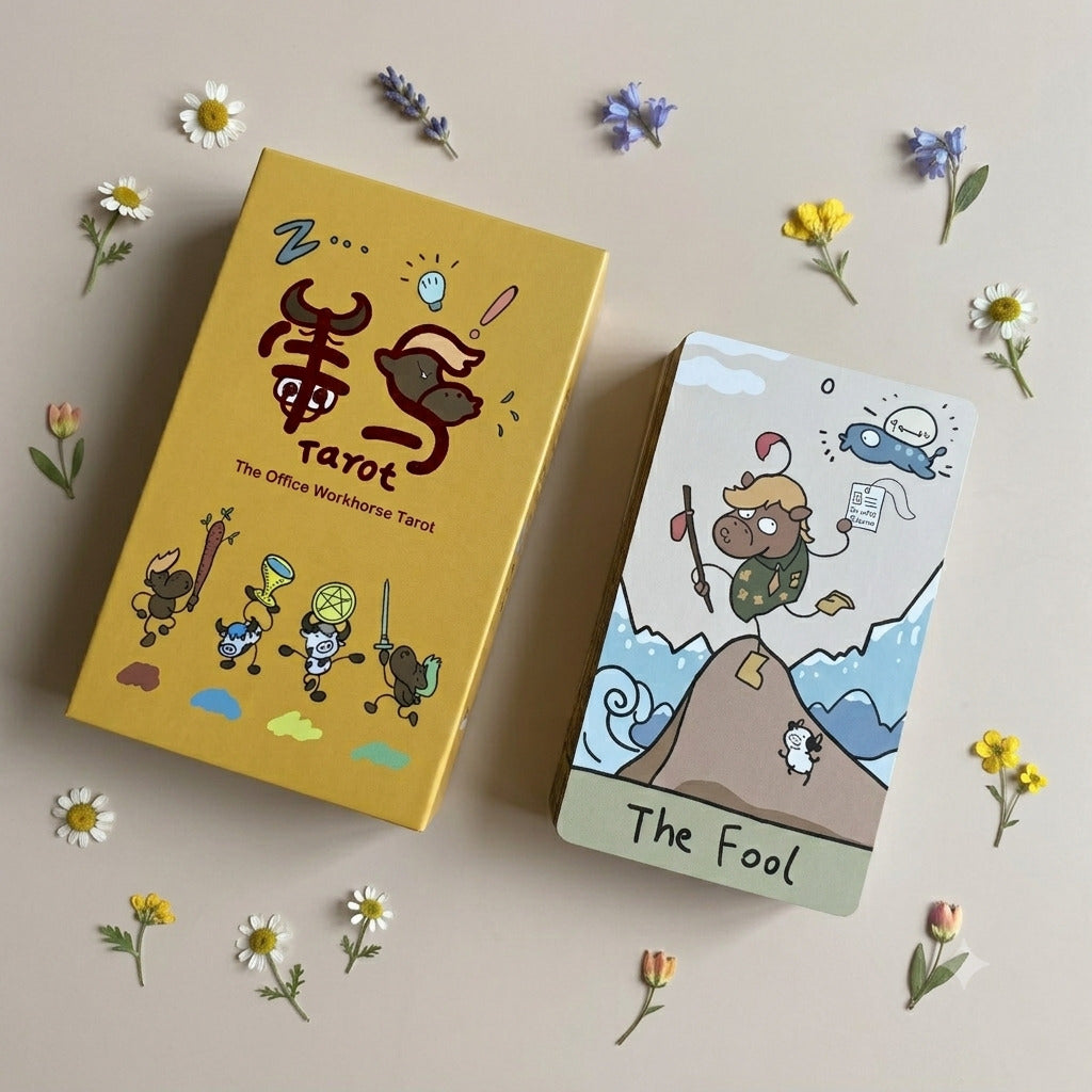 The Office Workhorse Tarot funny cow tarot deck for burnout reflection and daily guidance