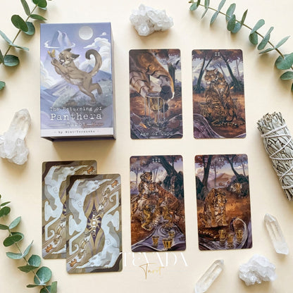 The Returning of Panthera Tarot 2026 Ver whimsical feline Indie Tarot Deck for daily ritual and deep self-reflection.