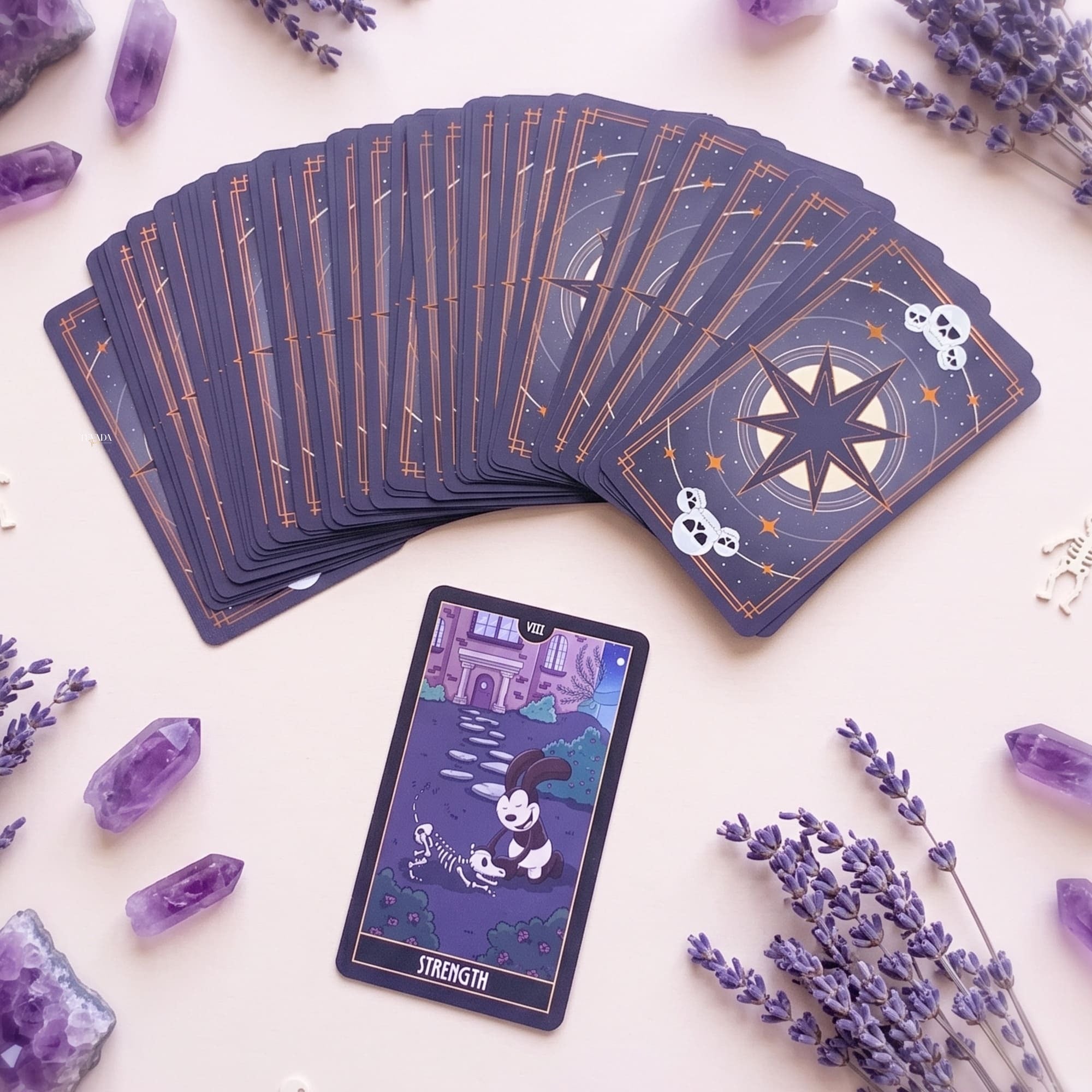 The Skeleton Dance Arcana Tarot whimsical gothic cartoon indie tarot deck for inner child healing and playful shadow work.