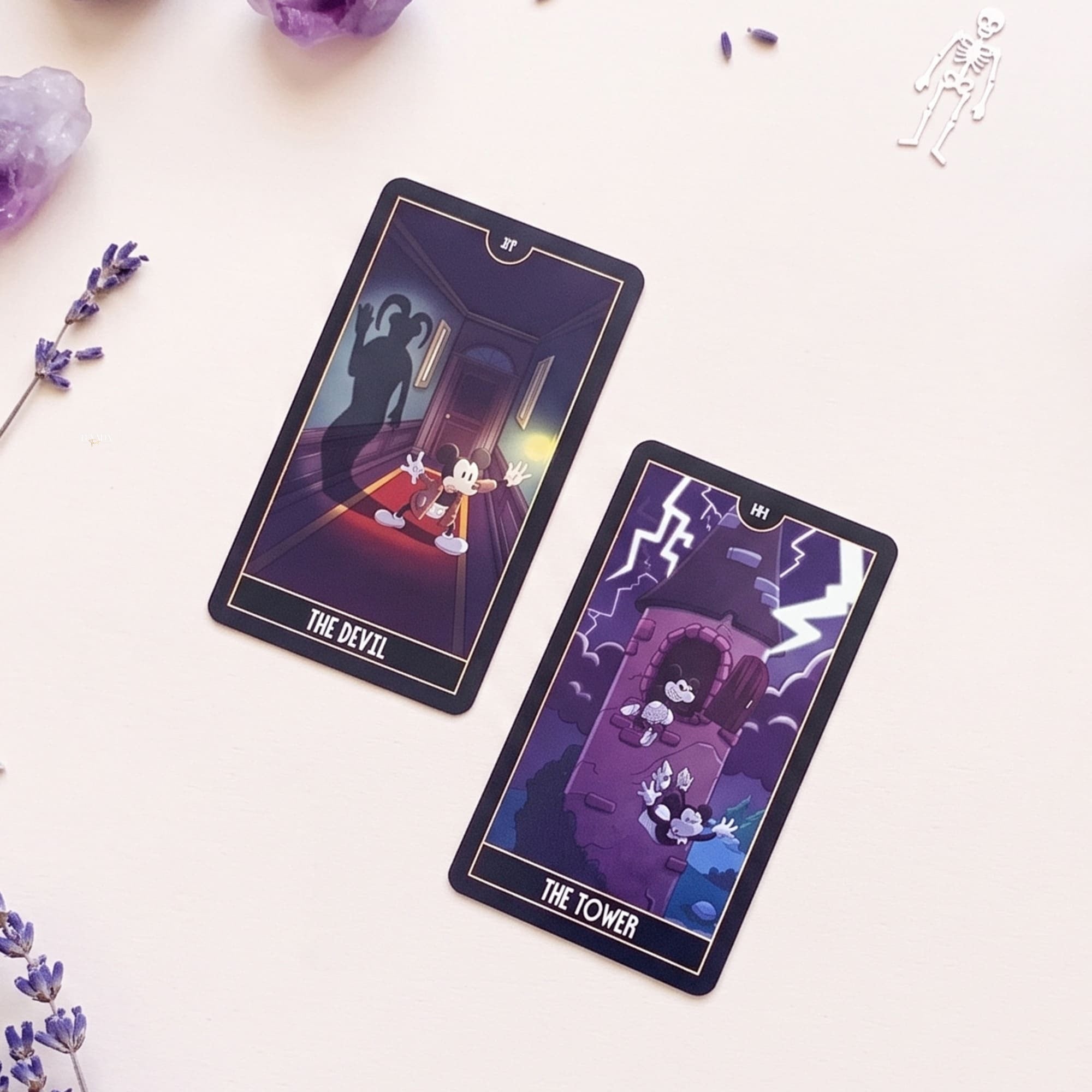 The Skeleton Dance Arcana Tarot whimsical gothic cartoon indie tarot deck for inner child healing and playful shadow work.