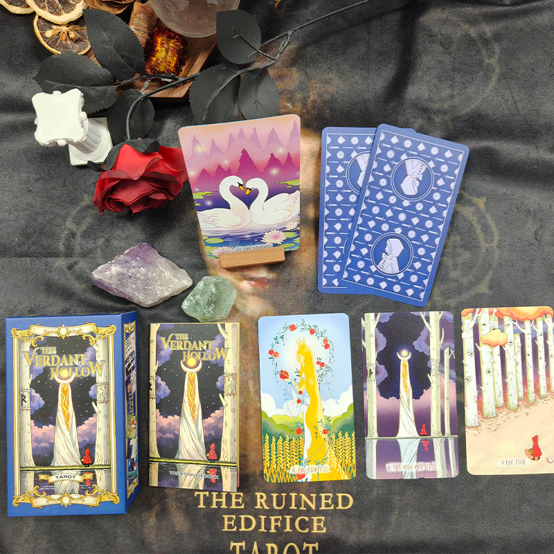 The Verdant Hollow Tarot enchanted woodland deck for inner growth and intuitive daily readings