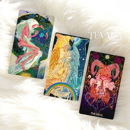 Descubra The Whisper of Stars y Garden Tarot SELF Edition, una baraja de 78 cartas de arte místico e introspección profunda. Abrace el autodescubrimiento a través de ricos tonos púrpuras y susurros dorados de sabiduría.