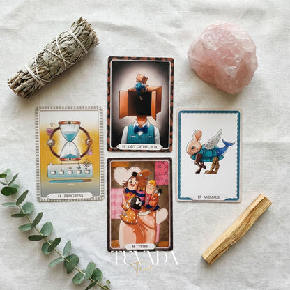 The Theater of Life Oracle Deck whimsical puppetry style Indie Oracle Cards for shadow work and inner child healing