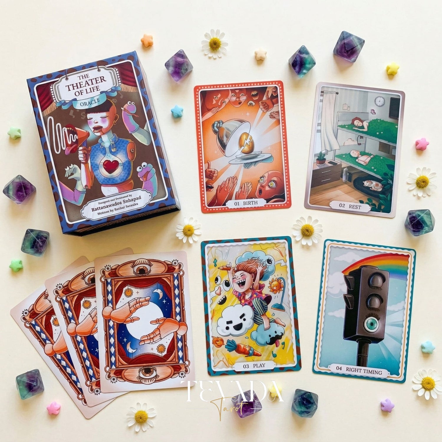 The Theater of Life Oracle Deck whimsical puppetry style Indie Oracle Cards for shadow work and inner child healing