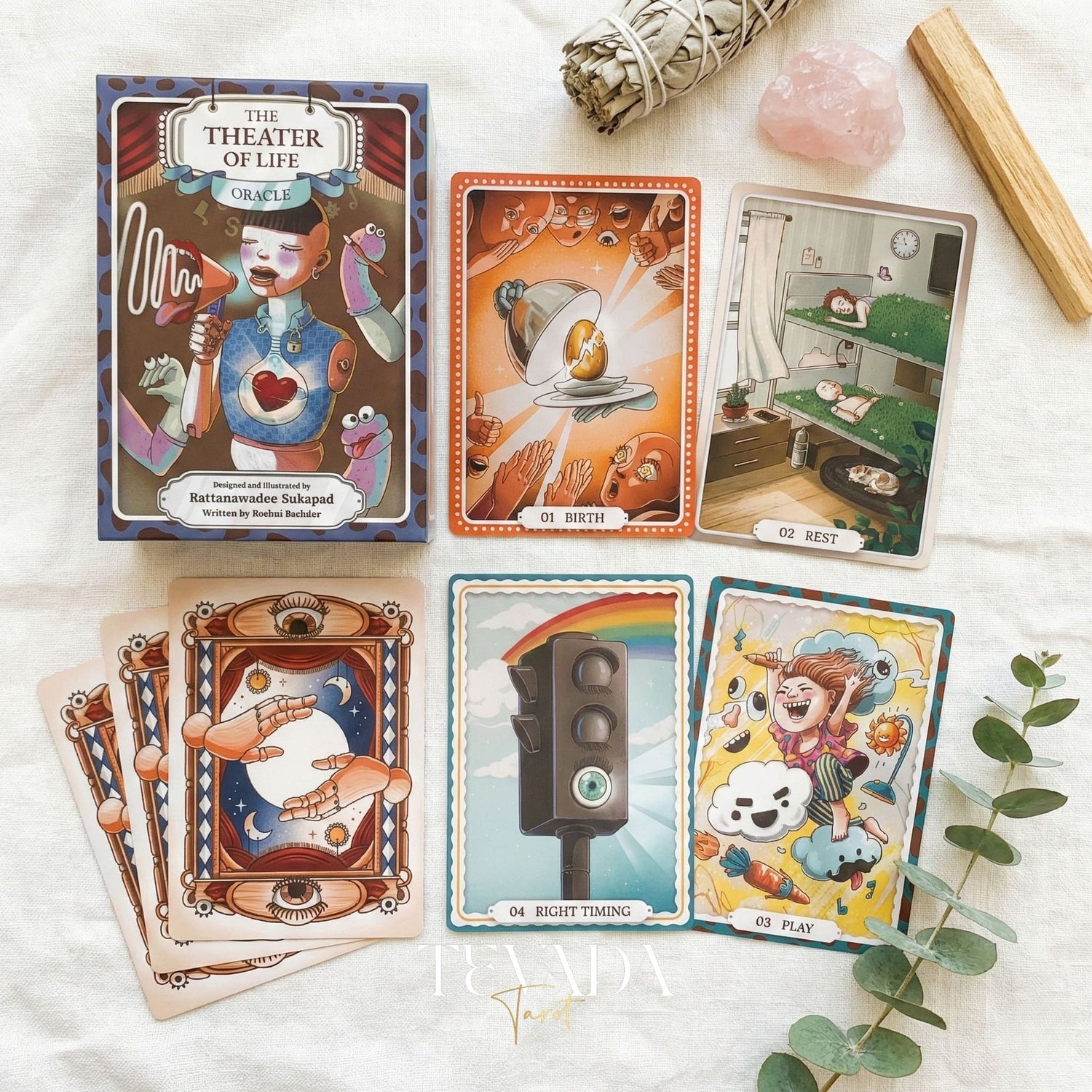 The Theater of Life Oracle Deck whimsical puppetry style Indie Oracle Cards for shadow work and inner child healing