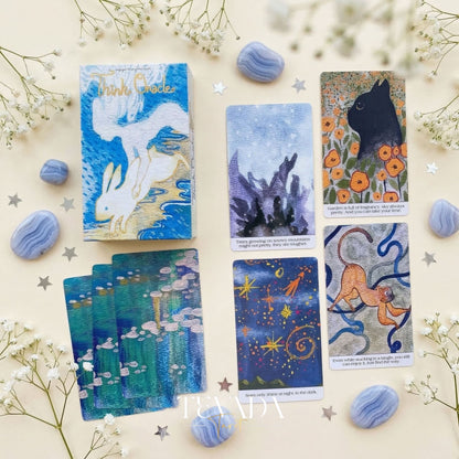 Think Oracle Deck whimsical hand-drawn Indie Oracle Cards for shadow work and inner child healing.