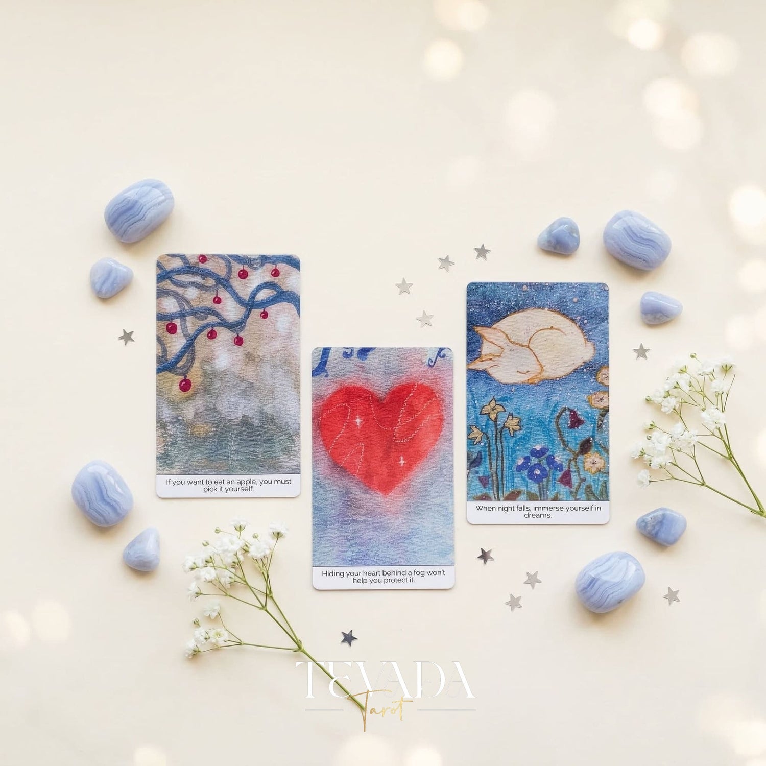 Think Oracle Deck whimsical hand-drawn Indie Oracle Cards for shadow work and inner child healing.