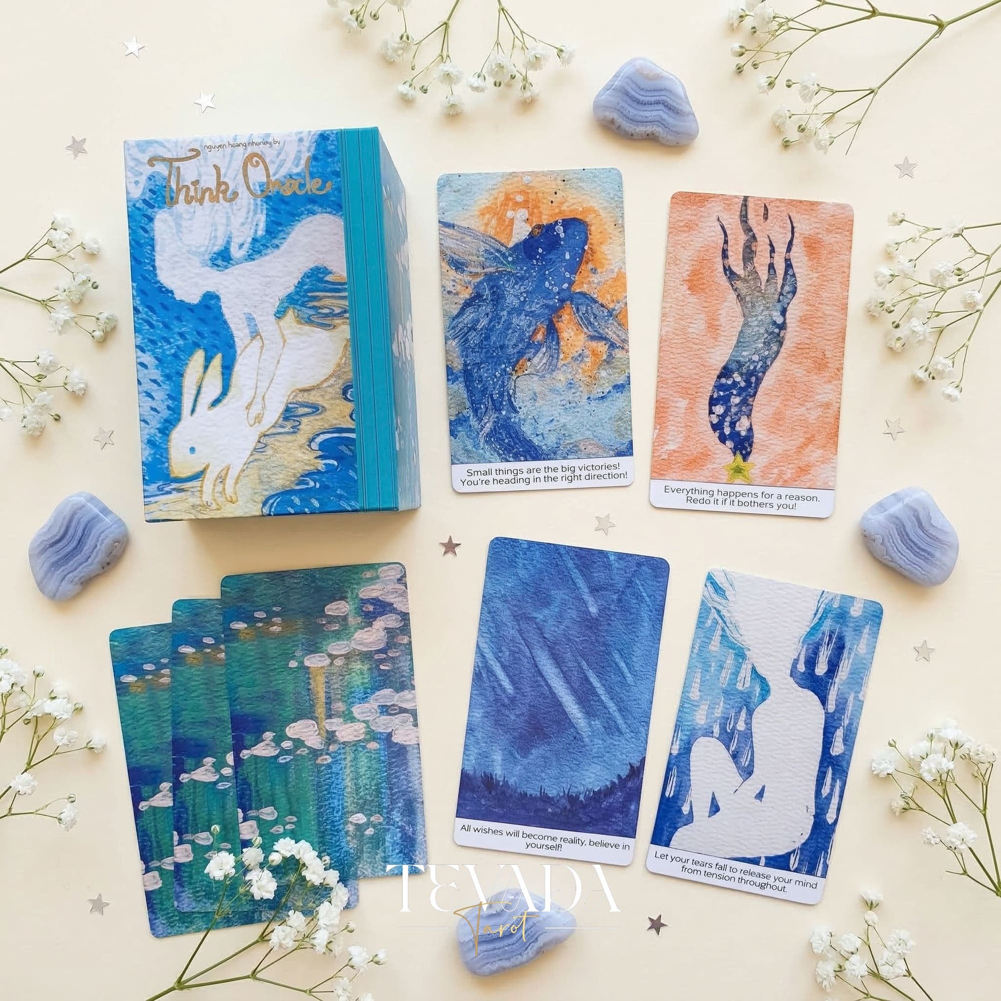 Think Oracle Deck whimsical hand-drawn Indie Oracle Cards for shadow work and inner child healing.
